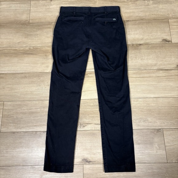 Lacoste Regular Fit Chinos Men Navy Blue Cotton Casual Dress Pants Size 32 Waist - Picture 9 of 10